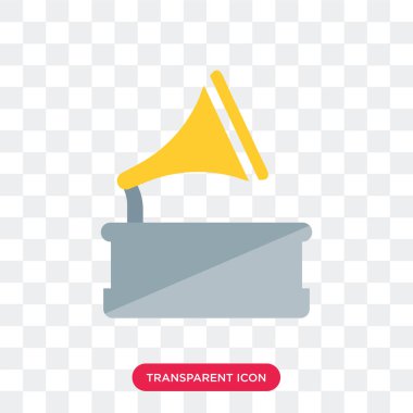 Saydam arka plan üzerinde Gramo izole gramofon vektör simgesi