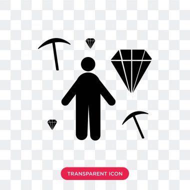 Saydam arka plan üzerinde madenci logo izole madenci vektör simgesi