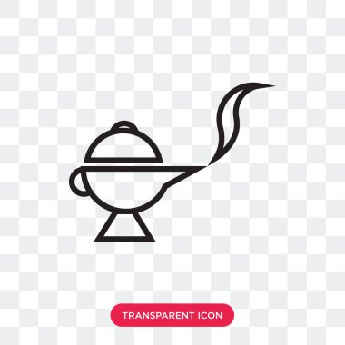 Saydam arka plan üzerinde Magic izole sihirli lamba vektör simgesi