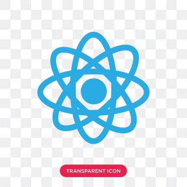 Saydam arka plan üzerinde Atom logosu d izole atom vektör simgesi