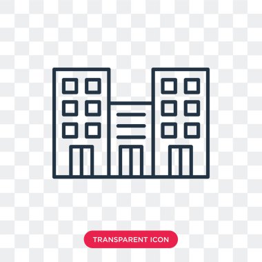 Saydam arka plan üzerinde ofis binası logo tasarımı izole ofis binası vektör simgesi