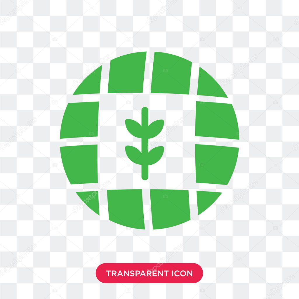 Globe and Plant vector icon isolated on transparent background, 