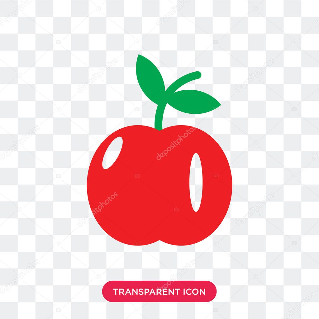 Apple with Leaf vector icon isolated on transparent background, Apple with Leaf logo concept