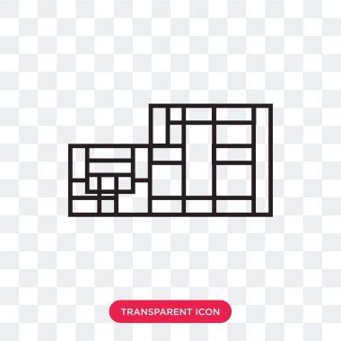 Saydam arka plan üzerinde izole vektör simgesi bina, Buildin