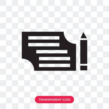 Kağıt listesi ve şeffaf arkasında izole kalem vektör simgesi