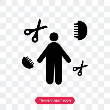 Saydam arka plan üzerinde saç izole Kuaför vektör simgesi