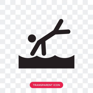 Saydam arka plan üzerinde Sw izole yüzme atlama vektör simgesi