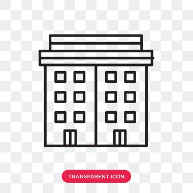 Saydam arka plan üzerinde izole vektör simgesi bina, Buildin