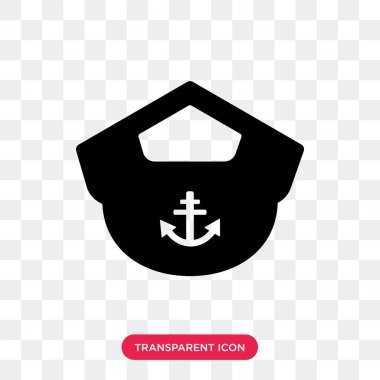 Saydam arka plan üzerinde izole teknesi kaptanı şapka vektör simgesi,