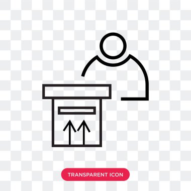 Saydam arka plan üzerinde Del izole teslimat adam vektör simgesi