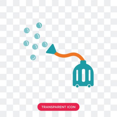 Saydam arka plan üzerinde V izole elektrikli süpürge vektör simgesi