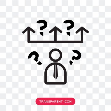 Saydam arka plan üzerinde çıktınız izole soru vektör simgesi