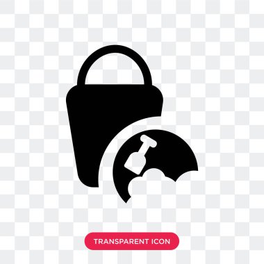 Saydam arka plan üzerinde kum izole kum kova vektör simgesi