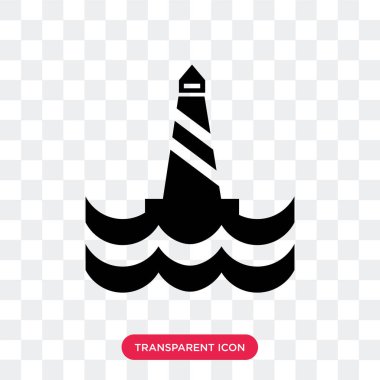 Saydam arka plan üzerinde ışık izole deniz feneri vektör simgesi