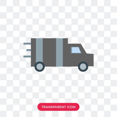 Saydam arka plan üzerinde D izole teslimat kamyonu vektör simgesi