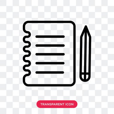 Saydam arka plan üzerinde Not izole defter vektör simgesi