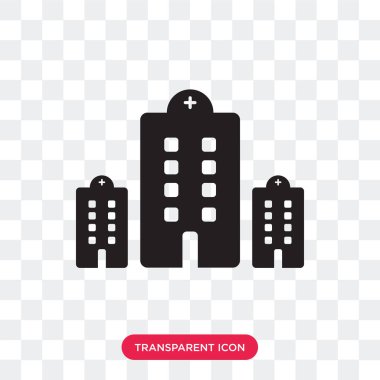 Saydam arka plan üzerinde Hospita izole hastane vektör simgesi