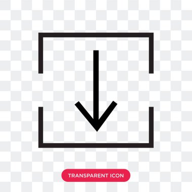 Saydam arka plan üzerinde aşağı izole ok vektör simgesi 