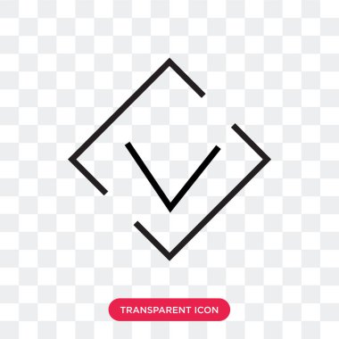 Saydam arka plan üzerinde aşağı izole ok vektör simgesi 