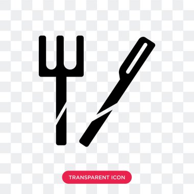 Saydam arka plan üzerinde çatal bıçak takımı izole çatal bıçak takımı vektör simgesi 