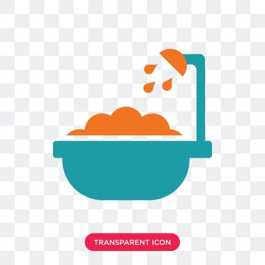 Saydam arka plan üzerinde küvet izole küvet vektör simgesi 