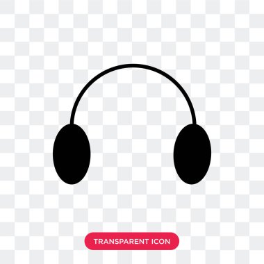 Saydam arka plan üzerinde Headp izole kulaklık vektör simgesi
