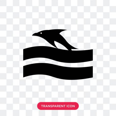 Günbatımı ve yunus vektör simgesi üzerinde şeffaf adam izole