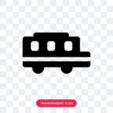 Saydam arka plan üzerinde okuldan izole okul otobüsü vektör simgesi