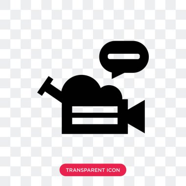 Saydam arka plan üzerinde Vid izole video kamera vektör simgesi