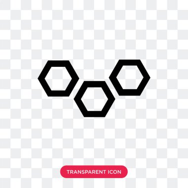 Saydam arka plan üzerinde M izole moleküler bağ vektör simgesi