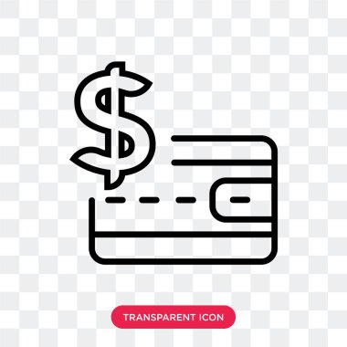 Saydam arka plan üzerinde m-cüzdan lo izole cüzdan vektör simgesi