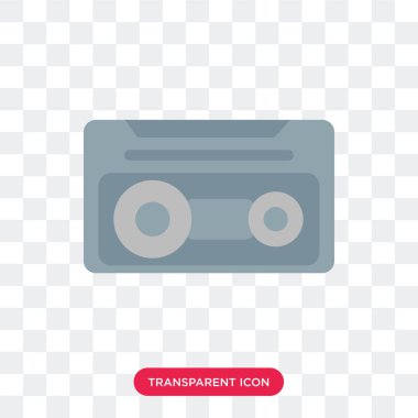 Saydam arka plan üzerinde kaset izole kaset vektör simgesi