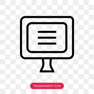 Vektör simgesi üzerinde şeffaf arka plan, izole monitör 