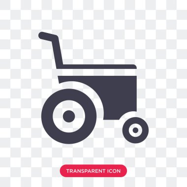 Saydam arka plan üzerinde tekerlek izole tekerlekli sandalye vektör simgesi