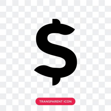 Amerikan Doları vektör simgesi üzerinde şeffaf arka plan izole, 