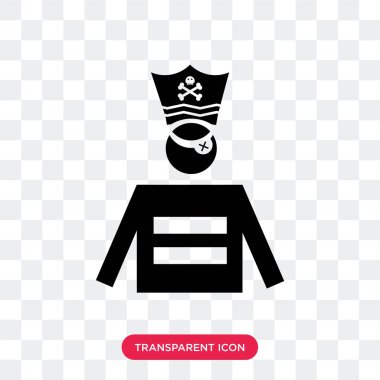 Saydam arka plan üzerinde korsan lo izole korsan vektör simgesi