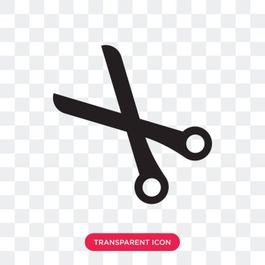 Saydam arka plan üzerinde makas izole makas vektör simgesi