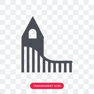 Saydam arka plan üzerinde R izole roller coaster vektör simgesi