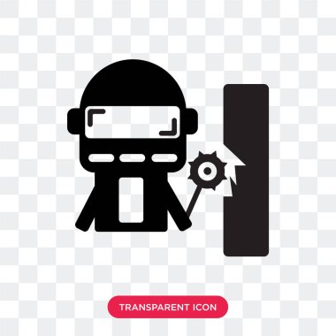 Saydam arka plan üzerinde kaynakçı lo izole kaynakçı vektör simgesi