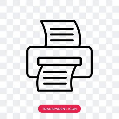 Saydam arka plan üzerinde yazıcı izole yazıcı vektör simgesi 