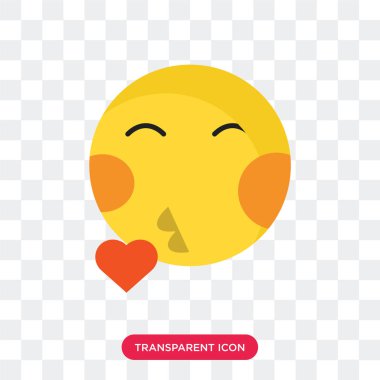 Saydam arka plan üzerinde öpücük izole öpücük gülümseme vektör simgesi 