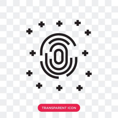 Parmak izi inceden inceye gözden geçirmek vektör simgesi üzerinde şeffaf arka plan izole,