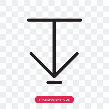 Saydam arka plan üzerinde aşağı izole ok vektör simgesi 