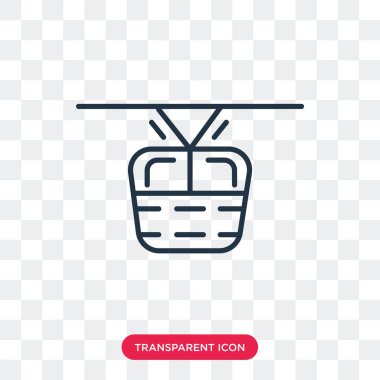 Saydam arka plan üzerinde Cable car logo tasarımı izole teleferik vektör simgesi