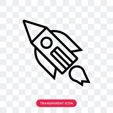 Saydam arka plan üzerinde roket lo izole roket vektör simgesi