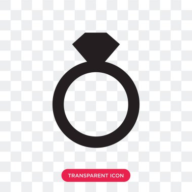 Saydam arka plan üzerinde Dia izole elmas yüzük vektör simgesi