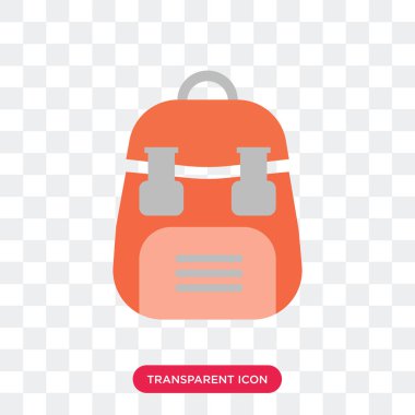 Saydam arka plan üzerinde Backpac izole sırt çantası vektör simgesi