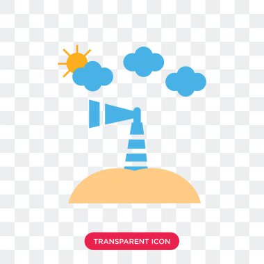 Saydam arka plan üzerinde ışık izole deniz feneri vektör simgesi