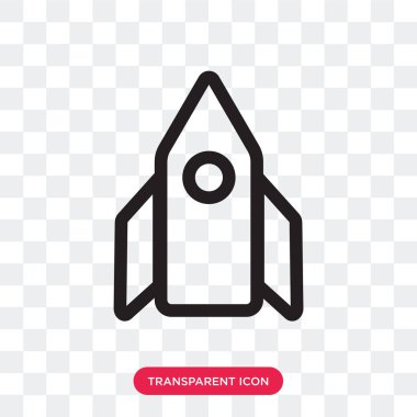 Saydam arka plan üzerinde Ro izole roket fırlatma vektör simgesi