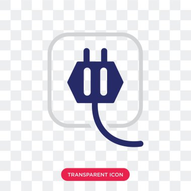 Saydam arka plan üzerinde El izole elektrik fişi vektör simgesi